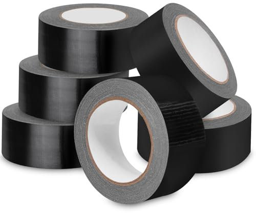 Xaosin 6 Rollen Panzertape extra stark, 27.4 m x 50 mm Gewebeband, Wasserdichtes Reparaturband für innen und außen gewebeverstärktes Reparaturband (Schwarz)