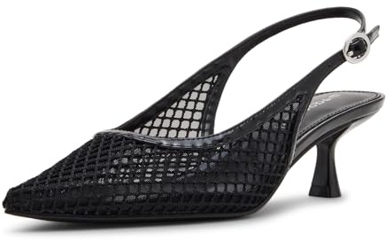 Madden Girl Women's Vaill Sling-Back Kitten Heel Pump, Black Mesh, 7.5