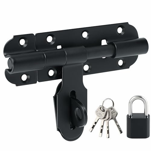 Mooche Türriegel SUS304 Edelstahl Riegelschloss Schlossriegel Türriegel Außen Riegel Tür für Gartentor, Tor, Fenster, Zaun, Schwarz