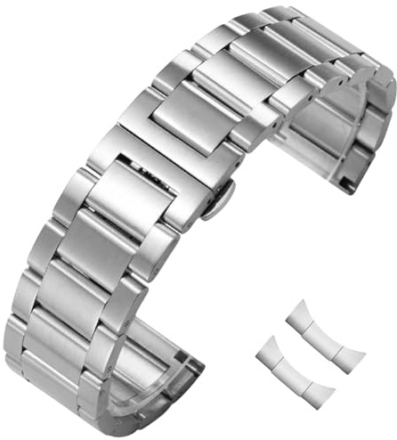 Aoeiwv Cinturino Orologio Metallo Acciaio Inossidabile con estremità Curva 14mm 15mm 16mm 17mm 18mm 19mm 20mm 21mm 22mm 23mm 24mm Cinturini di Ricambio in Metallo per Uomo Donna