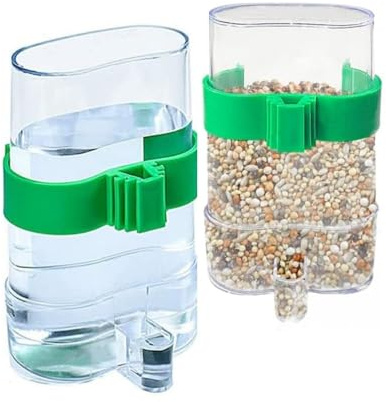 Changyeah Lot de 2 machines automatiques de 220 ml pour cages à oiseaux, mangeoire automatique pour perruches, canaris, pinsons, graines