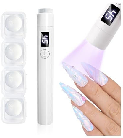 LEDSUUEI UV Lampe für Gelnägel Mini,【Wiederaufladbar】Tragbare UV Lampe Klein mit Silikonaufsatz & LCD Display, Schnellhärtende LED Nageltrockner Mini UV Lampe für Nägel, für Nail Strip, Home Unterwegs