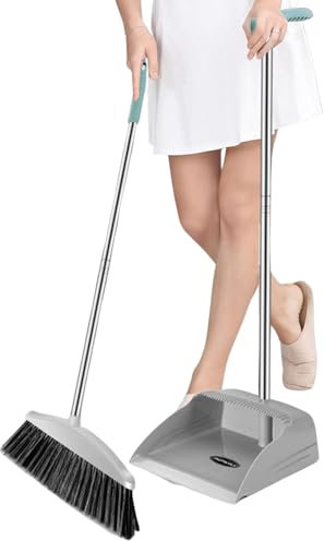 Ensemble Balai Et Pelle À Poussière - Long Manche Pelle Et Balayette | Ramasse-poussière Balayette Balai Avec Verticale Robuste | Balayette-brosse À Long Manche | Ramasse-poussière À Poussière Sur Pie