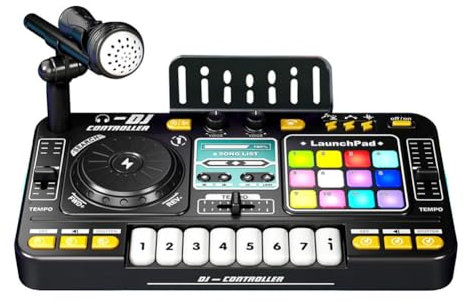 Knoruley Simulatore per Bambini - Mixer DJ Multifunzionale con Controller, Lettore DJ e Microfono Integrato