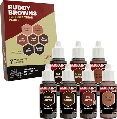 The Army Painter, Warpaints Flexible Triad PLUS+: Ruddy Browns, 7 x 18 ml acrylic paints - Miniature quality hobby paint for Dungeons and Dragons (DnD) & Warhammer Miniatures