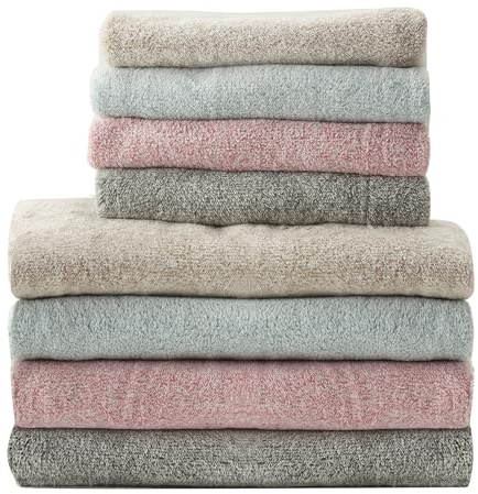 JF HOME BLISS 8 Piece Cotton Towels Quick Dry Highly Absorbent 4 Bath Towels and 4 Hand Towels (Colour Mixing)