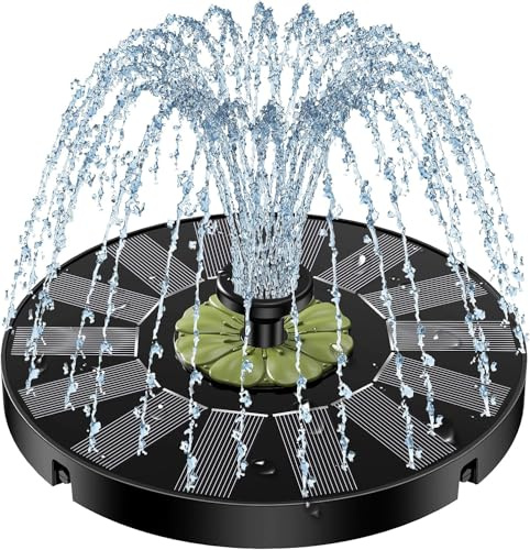 Solar Water Fountain, Solar Fountain for Bird Bath Glass Panel, Solar Powered Water Feature Floating Solar Power Fountain with 8 Nozzle & 4 Fixer for Garden, Pool, Pond
