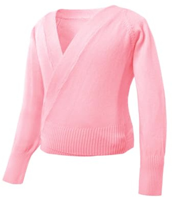 JHSDHYD Scaldacuore Danza Bambina Maglione Avvolgente da Ragazza Top da Ballo Ballerina Calda E Spessa Cardigan Lavorato A Maglia A Maniche Lunghe Vestito(Pink,150(140-150cm Height)