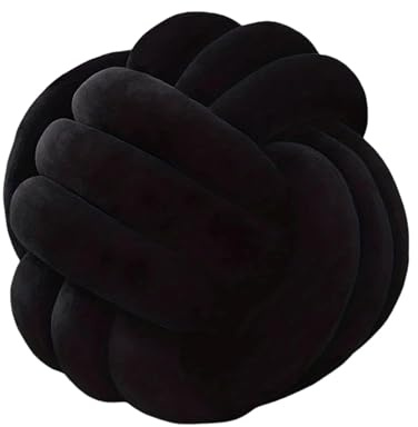 XIUsheUA Cojín Anudado a Mano Cojín Decorativo Art Déco con Nudo a Rayas, Hecho a Mano, Moderno y Acogedor, for el hogar sofá, 23 x cm(Black)