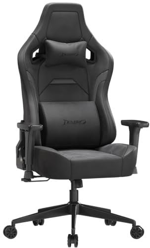 Devoko Silla Gaming Ergonómica para Adultos, con Reposabrazos 3D, Espuma de Alta Densidad, Soporte Lumbar Ajustable, Base Metálica Robusta, Ideal para Juego y Oficina, Negro