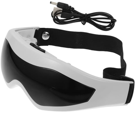 VALICLUD Masajeador Eléctrico de Ojos Portátil Carga Usb, Máscara para Ojos Antienvejecimiento, Herramienta para Aliviar Fatiga Ocular y Mejorar Circulación, Diseño Ergonómico Negro