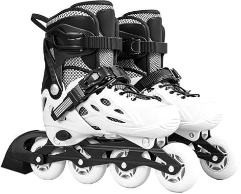 Keenso Patins à Roues Alignées pour Enfants Patins à roulettes Réglables avec 8 Roues Lumineuses Comprend des Semelles Intérieures de Chaussures pour Filles Garçons Femmes Hommes âgés de 6 à 12 Ans