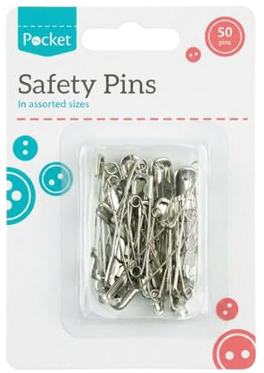 Silver Nickel Plated Steel Safety Pins in Assorted Sizes, Pack of 50 - Durable & Stylish Design, Perfect for Sewing, Quilting & Crafts