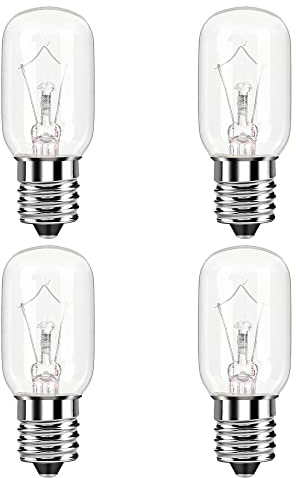 Microwave Light Bulb for Appliance Refrigerator, Over Stove Range Hood, Lava Lamp T8 40 Watt 125V E17 Intermediate Base Warm White Replacement as 8206232A, 1890433, AP4512653, WB25X10030 Pack of 4