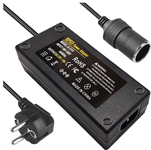BYGD Adaptador Convertidor de alimentación de Voiture 12V 10A 120W, de Alimentación Convertidor de Corriente CA a CC 100V~240V Transformador con Encendedor de Cigarrillo