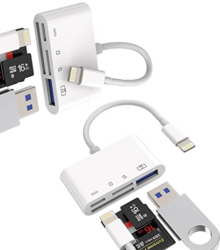 SD Card Reader for Iphone Lightning to USB Micro TF Charger Cable Dongle Accessorie(2Pack)OTG Adapter for Apple 14 13 12 11 Pro Max Camera Memory Viewer Flash Drive Stick Cord Mouse Keyboard Converter