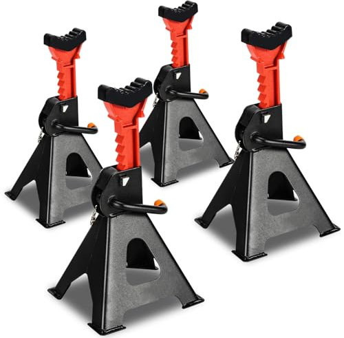 Gimisgu Cavalletto di sostegno 3T, altezza regolabile, 285 – 430 mm, con fusibile, cavalletti di sostegno per auto, caravan, camper, 2 paia