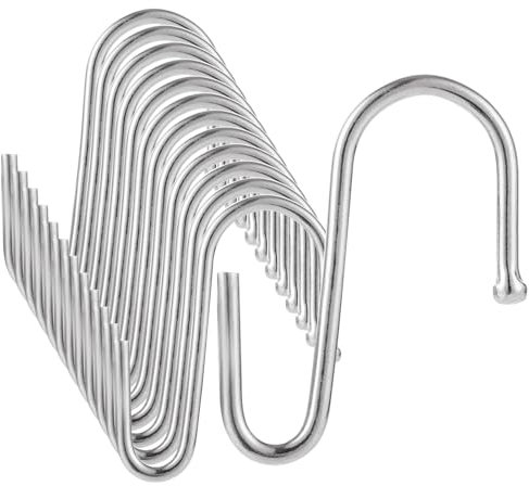 VIDETOL 100 PCS Metal S Hooks, 6 cm S Shaped Hooks Heavy Duty, Silver Hanger Hooks for Bedroom, Bathroom and Kitchen
