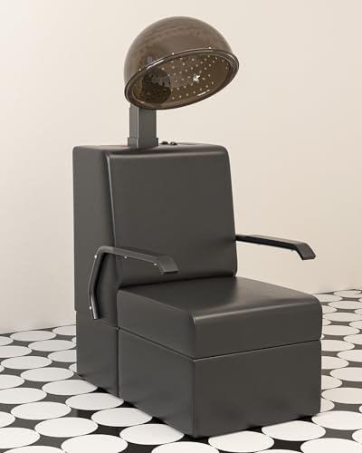 Paddie Professional Hair Dryer Chair for Salon, Angle & Height & Temperature Adjustable 1000W Downdraft Hood, 60-Minute Timer