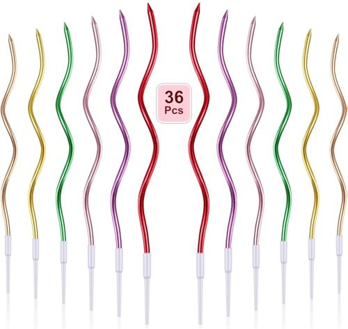 XUSSMM 36 Stückes Geburtstagskerzen, Schillernde Farbe Kuchen Kerzen für Torte, Wunderkerzen für Geburtstag, Hochzeit Party Dekoration