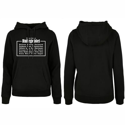 Pütt-Liebe Hoodie Damen Meine Heimat Ruhrgebiet Design No. 2 Ruhrpott | Geschenk | Kumpel | Zeche (DE/NL/SE/PL, Alphanumerisch, L, Regular, Regular, Schwarz)