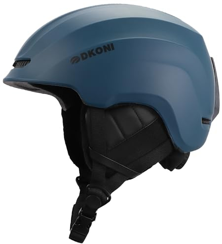 DKONI Casco da sci e snowboard, unisex, sistema di ventilazione regolabile a due fasi, casco sportivo da neve per adulti, ragazzi e bambini grandi (colore blu scuro, M: 54-58 cm)