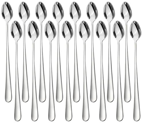 Set di 16 cucchiai per latte macchiato, cucchiai da gelato, cucchiai da tè, cucchiaini da dessert da espresso, cucchiaini da caffè, in acciaio inox, per cocktail, longdrink, cucchiaini da yogurt