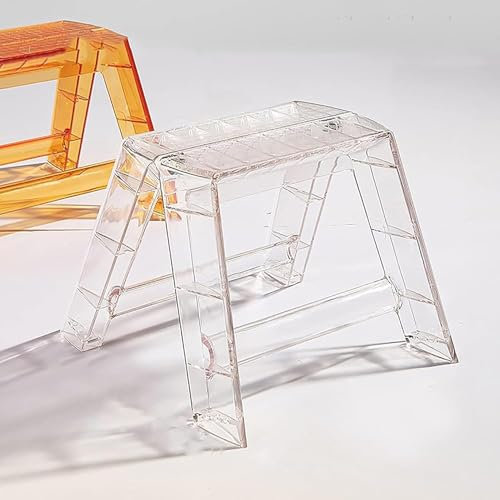 Scala pieghevole in acrilico per adulti, sgabello trasparente per cucina, biblioteca, sedia pieghevole per uso interno/esterno, design salvaspazio