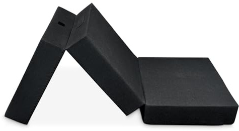 Duérmete Online - Colchón Plegable Eureka para Invitados con Cierre y Asa, Espuma de Gran Densidad y Funda en Tejido Transpirable Gris Oscuro, 105 x 190