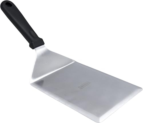 NERTHUS FIH 1480 Espátula de acero inoxidable para plancha, resistente y ergonómica, hoja de 15.5 x 12.5 cm, ideal para cocinar carne, verduras y más