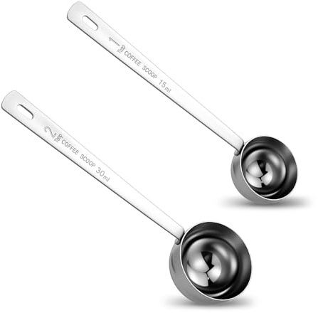 2 Stück Kaffeelöffel Portionierer,Edelstah Scoop, Silber Dosierlöffel,Kaffeelot,Kaffeemesslöffel,Kaffeeportionierer,Kaffeepulver,Kaffelöffel,Measuring,Spoon,Zuckerlöffel Kaffee