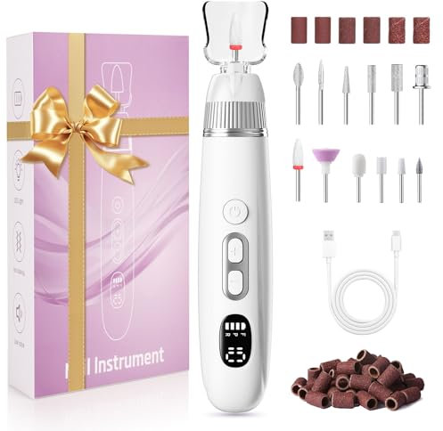 Jianyana Fresa per unghie senza fili, 12 in 1 lima elettrica per unghie in gel 25000 giri/min, set per manicure elettrico per unghie in gel e acrilico