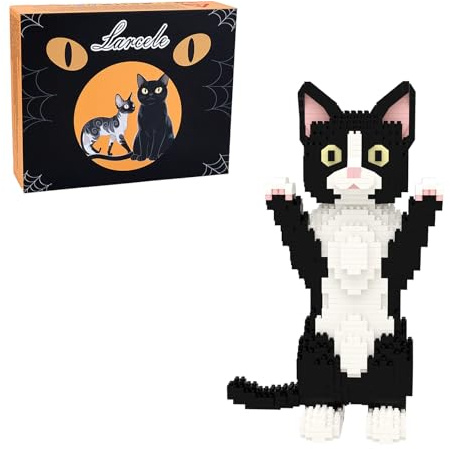 Larcele 1227 Pièces Micro Blocs de Construction Kit, Bricolage Mini Blocs de Briques Jouet Set pour les 12 Ans et Plus KLJM-05 (Chat Devon Rex)