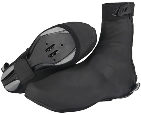 Aumotop Couvre-Chaussures de Course de Vélo Imperméables Doublés Polaire Fine Réfléchissante, Couvre-Chaussures Vélo en PU pour Le Montagne sur Route (XL)