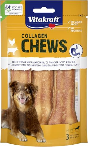 Vitakraft Chews de colágeno, Huesos masticables para Perros fácilmente digeribles, con colágeno e hígado de Pollo, sin azúcar añadido (1 x 110 g)