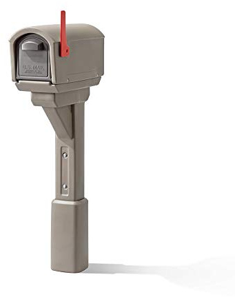 Step2 MailMaster Express Mailbox & Post, Weather Resistant, Large Outdoor Mailboxes, Made of Durable Plastic, Easy to Install, Flag Included, Mocha