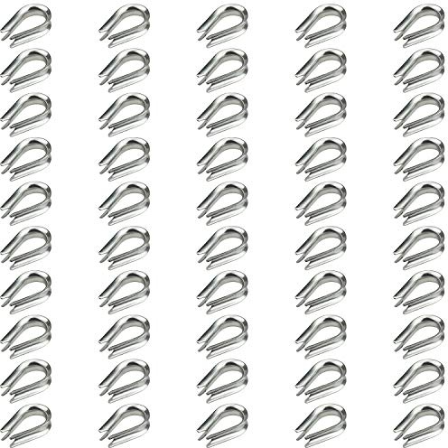 Favordrory 50 PCS M2 Stainless Steel Thimble for 3/64 Inch and 1/16 Inch Diameter Wire Rope