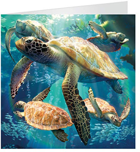 3D LiveLife Grußkarte - Meeresschildkröte von Deluxebase. Meeresschildkröte linsenförmige 3D-Karte für jeden Anlass und jedes Alter. Originalvorlage lizenziert vom bekannten Künstler Micheal Searle