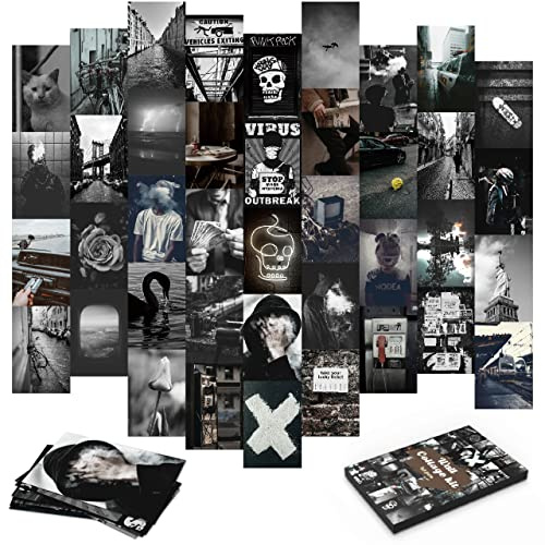 LOVEDMORE Grunge estetisk väggcollage kit – 40 st 10 x 15 cm mörk och svart bild set för sovsal och sovrum rumsdekor
