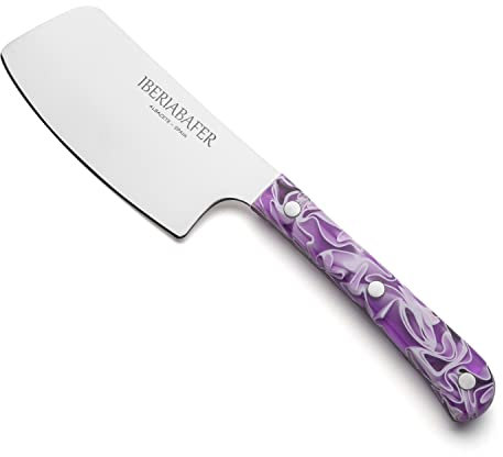 Iberiabafer Serie La Mancha Coltello Tavolo Premium Giocattolo Produzione Artigianale per Arrosti Barbecue Grillate Carne alla Pietra Maiale Cordino Ternera Made in Albacete (Viola)