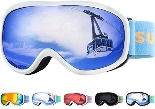 Supertrip Kinder-Skibrille, Anti-Beschlag, Kinder-Skibrille, Schnee- und Snowboardbrille für Jungen, Kühlergrill, Jugendliche im Alter von 5–15 Jahren