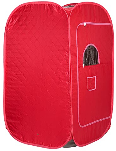 PortáTil Plegable En Casa Tienda De Vapor Sauna para SPA En Casa Sauna A Generador De Vapor Personal Aislada De 4 Capas Cabina BañOs De Sauna con Control Remoto (80 * 80 * 135 cm (rojo))