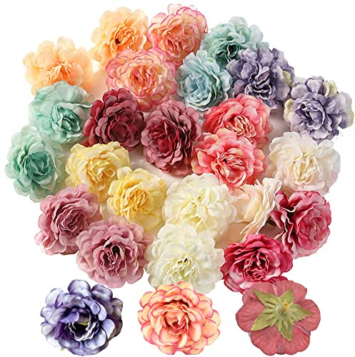 Lot de 30 pcs artificielles de fleurs de cerisier artificielles fausses fleurs artificielles têtes de roses mini fleurs de soie colorées pour Diy guirlande de mariage Bouquet fête décor de la maison