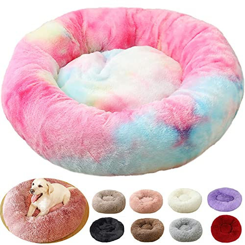 Coussin Anti-Stress Chien Déhoussable XXL, Lit Orthopédique Grande Taille, Puppy Love Panier Anti-Stress, Chat Moyen (70cm, Rainbow)