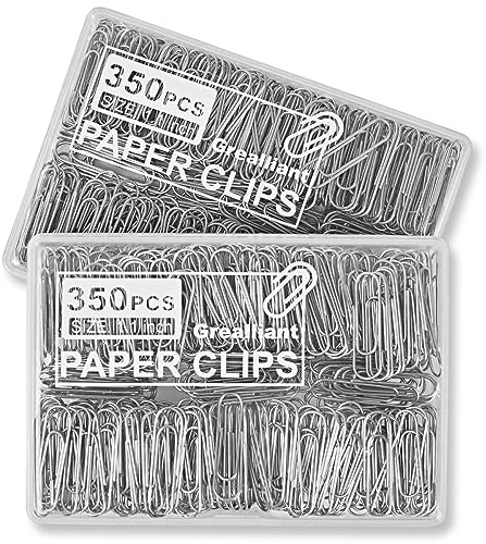 Grealliant 700 PCS Paper Clips, Small Paper Clips for Paperwork, 2 Boxes of 350 PCS Each, Sturdy and Upgraded Plastic Boxes Well Packed, Easy to Use in Office, School and Home
