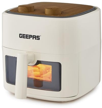 GEEPAS 4.5L Vortex Air Fryer with Rapid Air Circulation | Adjustable Temperature(80-200°C) for Healthy Oil Free Low-Fat Air Frying Roasting Baking Grilling | 30 Min Timer Compact Nordic Design | 1200W