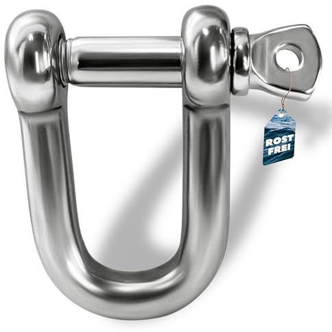 PinPro 4x M10 Edelstahl Schäkel gerade kurze Form – Rostfrei und sogar Salzwasserbeständig – M4 bis M10 Größe wählbar – D-Form mit Augenbolzen Ø10mm – 1.4401 / AISI 316 (V4A) NIRO-Werkstoff