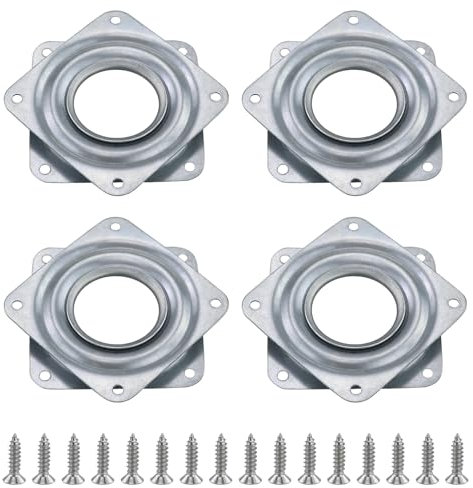 4 pezzi Cuscinetto girevole girevole a 360° cuscinetto a sfera piatto zincato,Girevole quadrato 3 pollici con viti