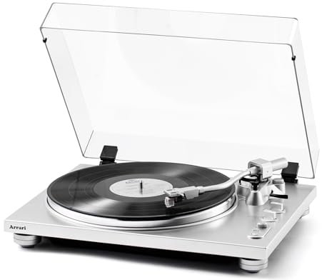 Arrari PR-100 Platine Vinyle à entraînement par Courroie - 2 Vitesses (33-45 TRS/Min) - Cellule magnétique Mobile AT-3600L - Bluetooth - Coque en Métal