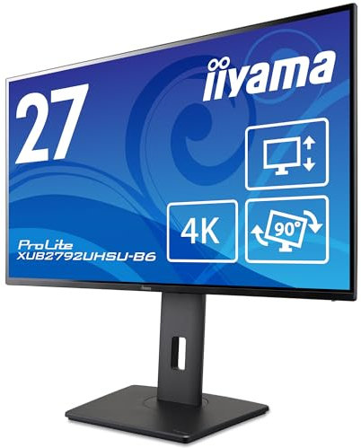 iiyama Prolite XUB2792UHSU-B6 68,45cm 27 IPS LED Monitor 4K UHD HDMI DP USB3.2 USB-C 15W DPS Slim-Line Höhenverstellung Pivot schwarz